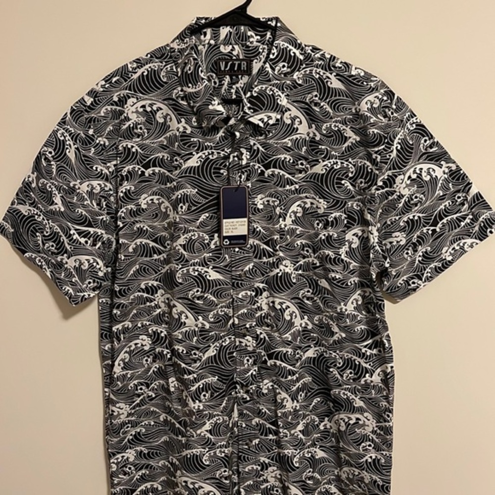 Skull + Wave Print Mens Button Up Size XL NWT VSTR - Picture 1 of 5